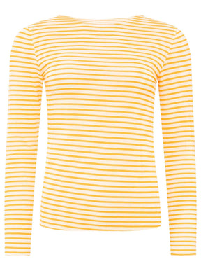 Zwillingsherz Langarm Unterziehshirt Cashmere Mix Streifen Orange – Ansicht 2