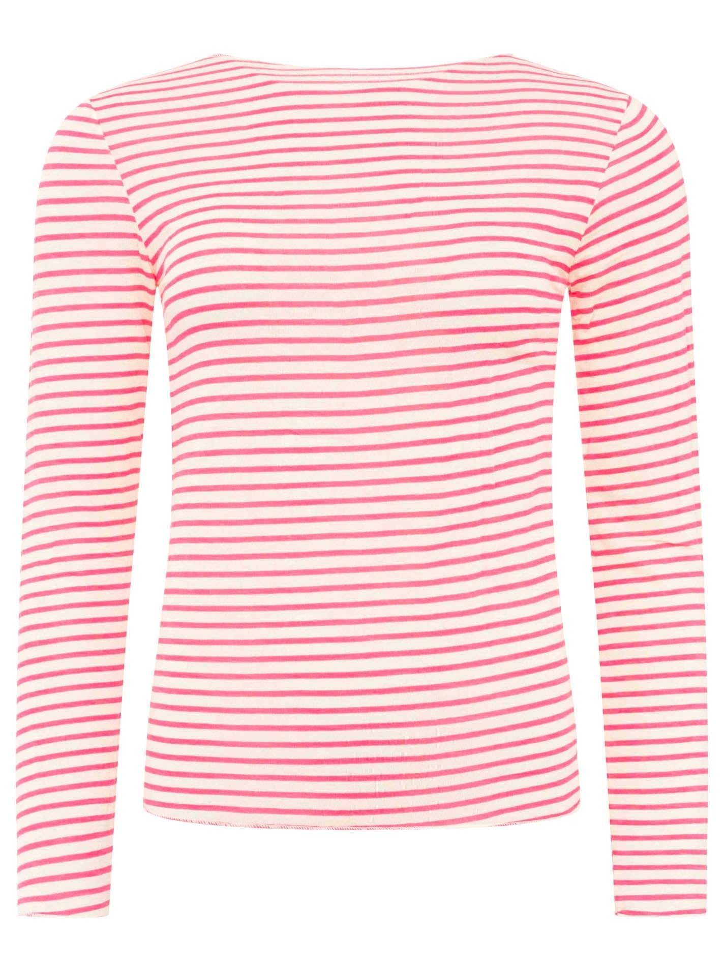 Zwillingsherz Langarm Unterziehshirt Cashmere Mix Streifen Pink – Ansicht 1