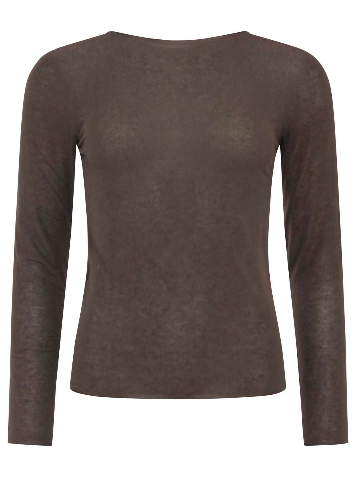 Zwillingsherz Langarm Unterziehshirt Cashmere Mix Uni Braun – Ansicht 2