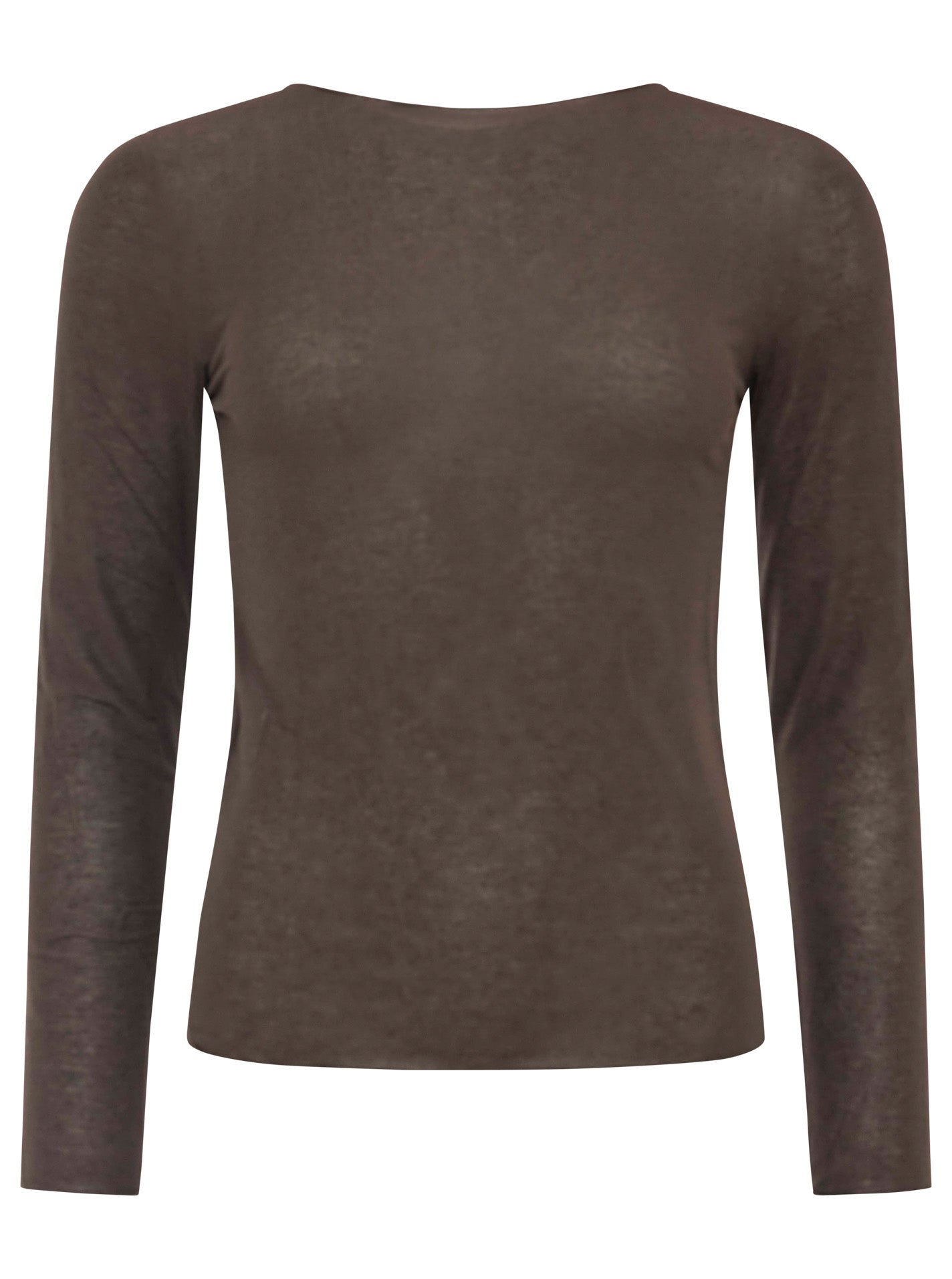 Zwillingsherz Langarm Unterziehshirt Cashmere Mix Uni Braun – Ansicht 2