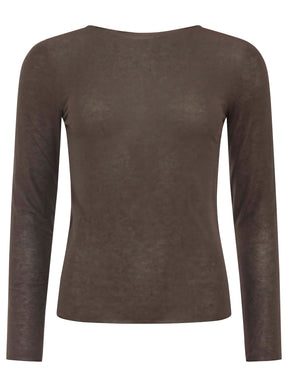 Zwillingsherz Langarm Unterziehshirt Cashmere Mix Uni Braun – Ansicht 2