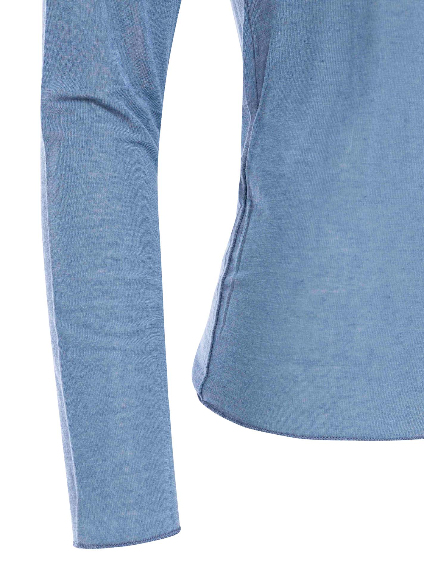 Zwillingsherz Langarm Unterziehshirt Cashmere Mix Uni Mittelblau – Ansicht 1