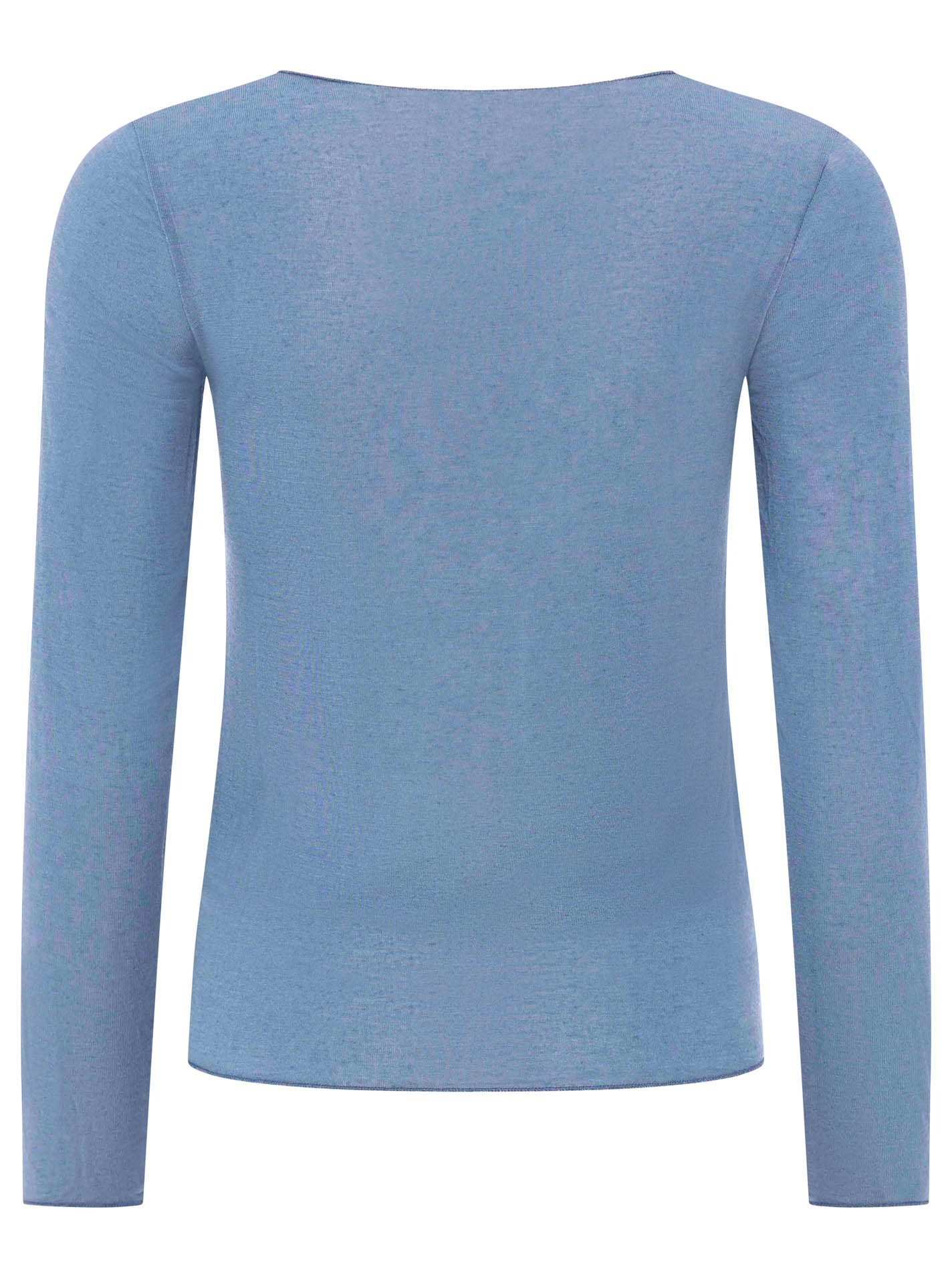 Zwillingsherz Langarm Unterziehshirt Cashmere Mix Uni Mittelblau – Ansicht 3