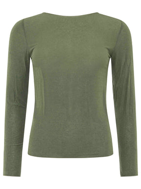 Zwillingsherz Langarm Unterziehshirt Cashmere Mix Uni Olive – Ansicht 1
