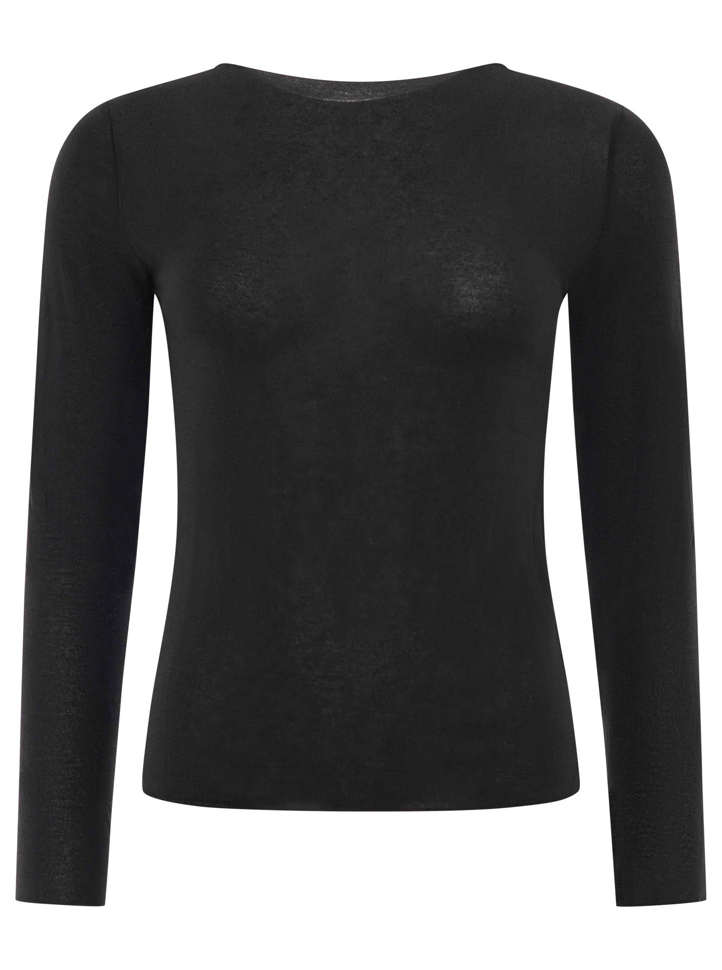 Zwillingsherz Langarm Unterziehshirt Cashmere Mix Uni Schwarz – Ansicht 2