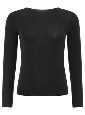 Zwillingsherz Langarm Unterziehshirt Cashmere Mix Uni Schwarz – Ansicht 2