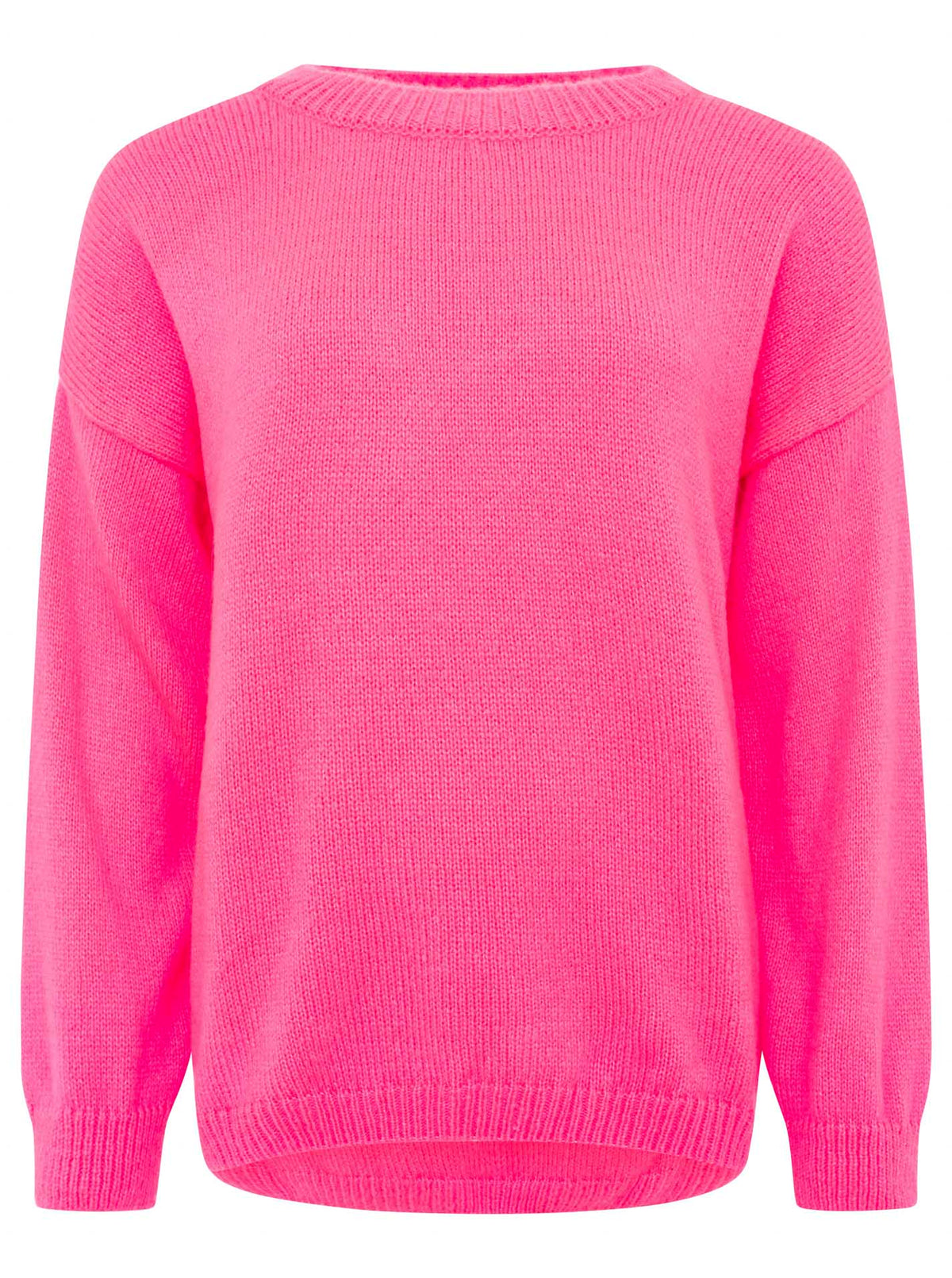 Zwillingsherz Weicher Alpaka Rundhals Pullover in Neonpink – Ansicht 2