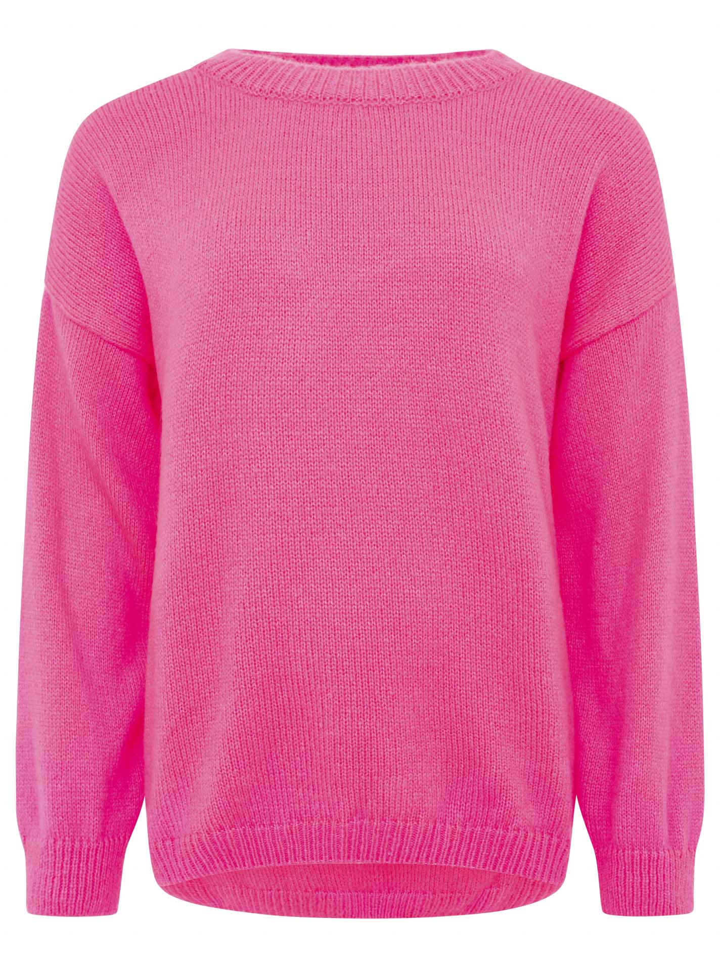 Zwillingsherz Weicher Alpaka Rundhals Pullover in Neonpink – Ansicht 2