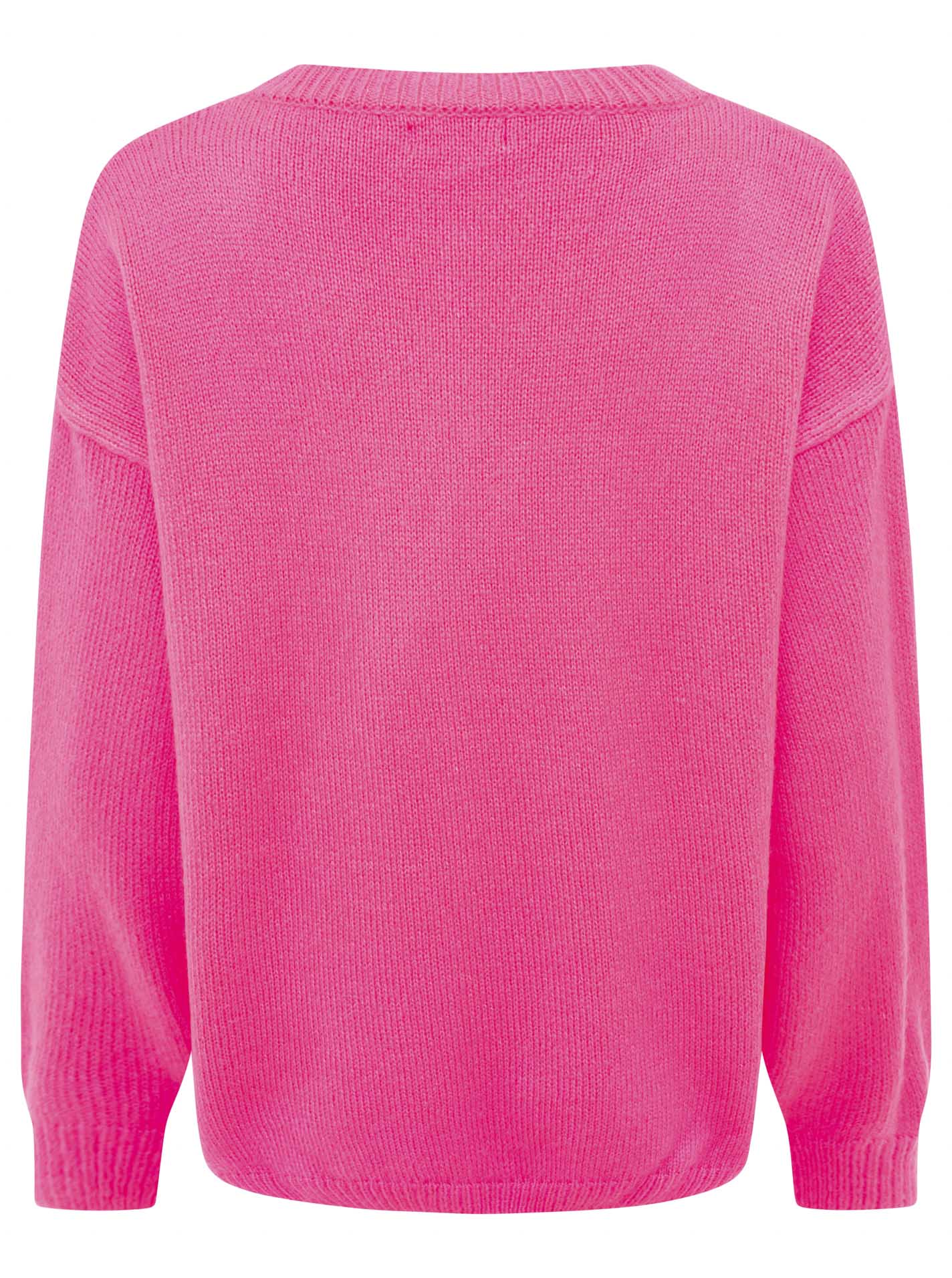 Zwillingsherz Weicher Alpaka Rundhals Pullover in Neonpink – Ansicht 3