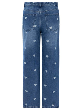 Zwillingsherz Wide Leg Jeans Washed Hearts Dunkelblau – Ansicht 4