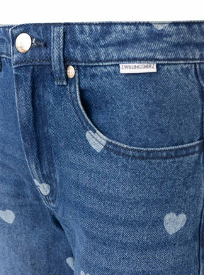 Zwillingsherz Wide Leg Jeans Washed Hearts Dunkelblau – Ansicht 5