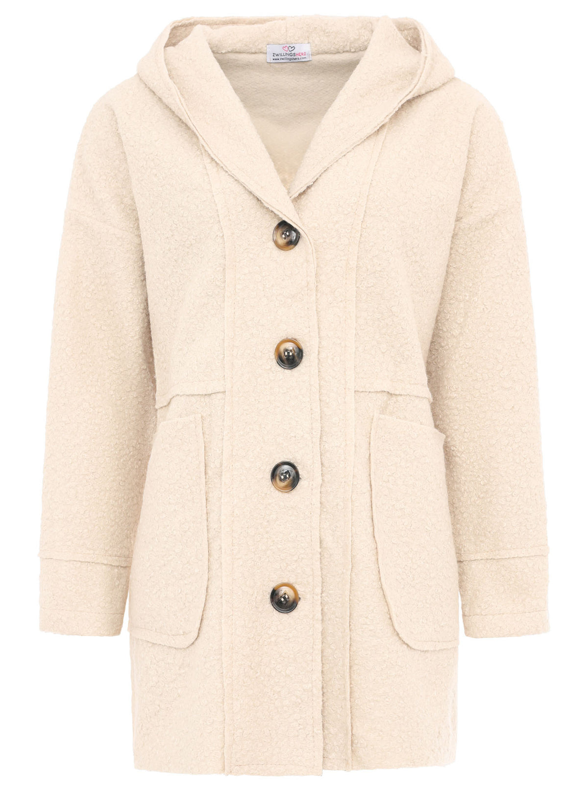 Zwillingsherz Teddy Plüsch Mantel - Beige