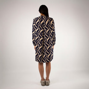 Design Kleid - Dunkelblau/Weiß