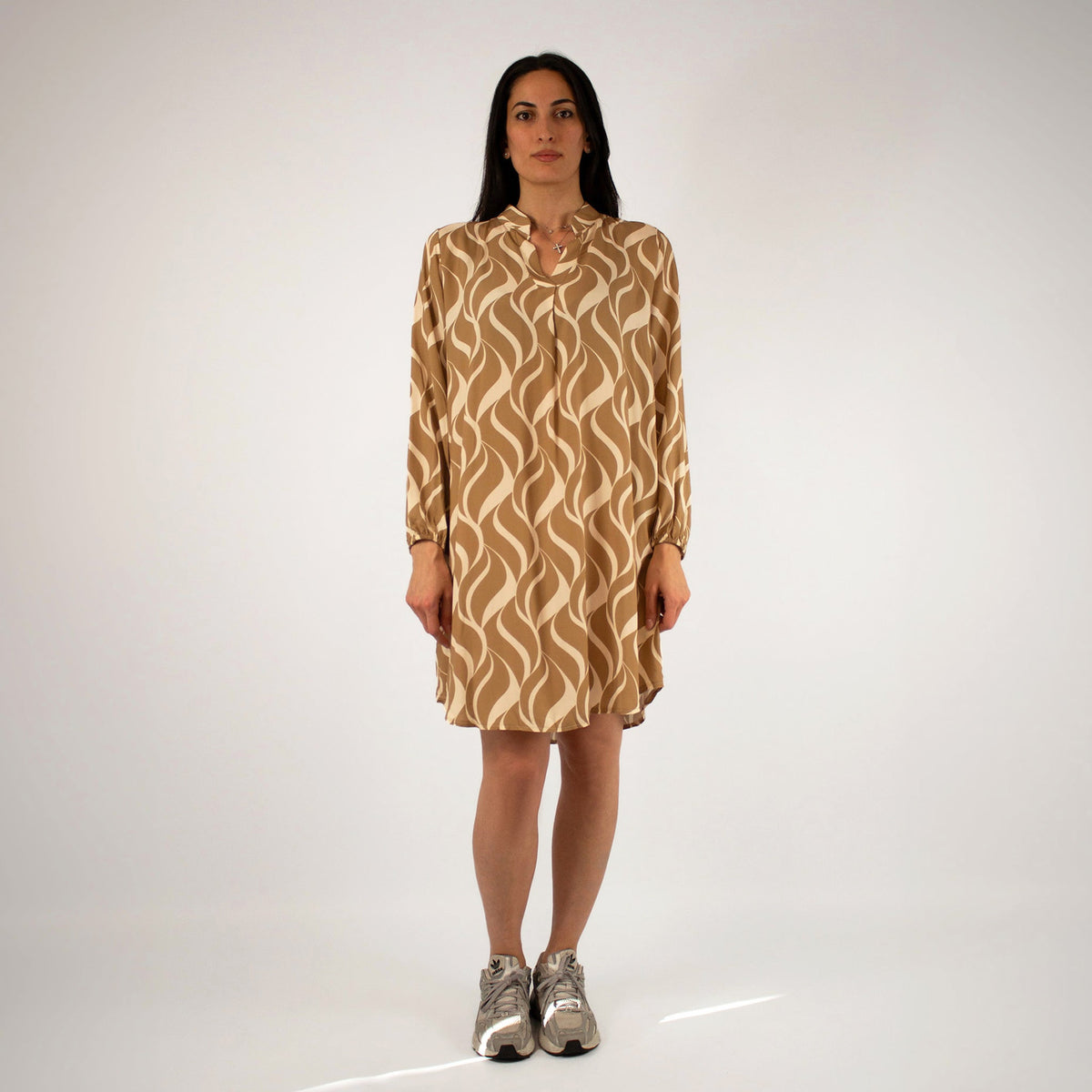 Design Kleid - Beige/Weiß
