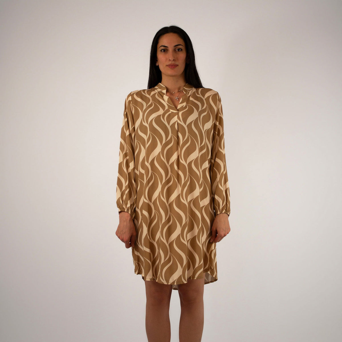 Design Kleid - Beige/Weiß
