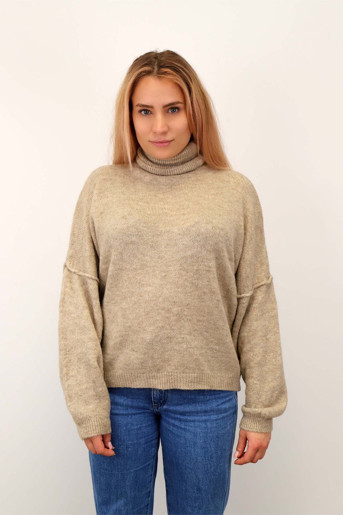 Pullover Rollkragen "Naht" - Beige