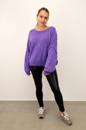 Pullover mit aufgesetzter Naht - Lila