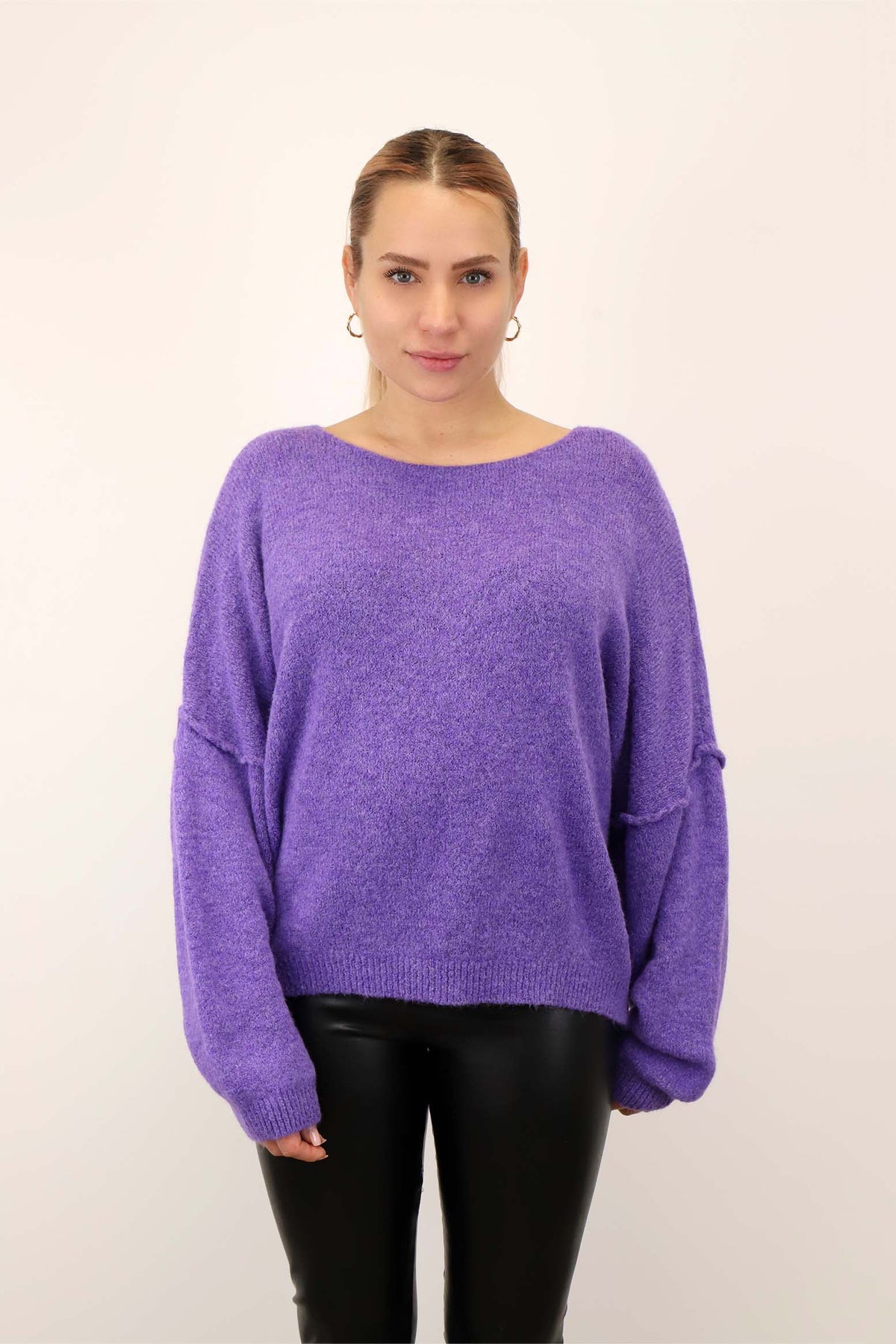 Pullover mit aufgesetzter Naht - Lila