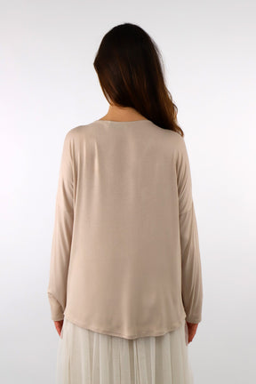 Blusenshirt mit Pailletten - Beige