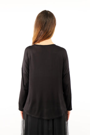 Blusenshirt mit Pailletten - Schwarz