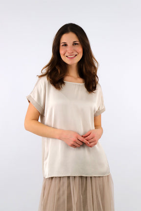 ST Selected Touch - Seiden-Shirt Beige