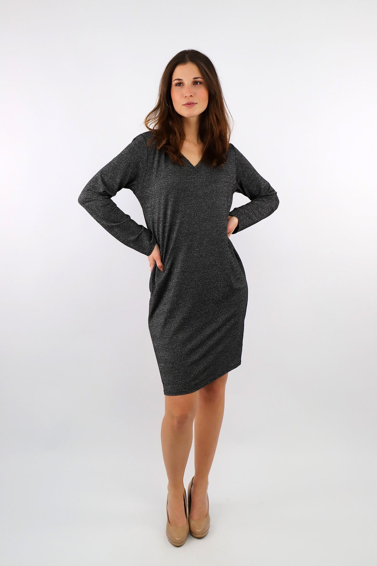 Festliches Lurex Kleid - Schwarz