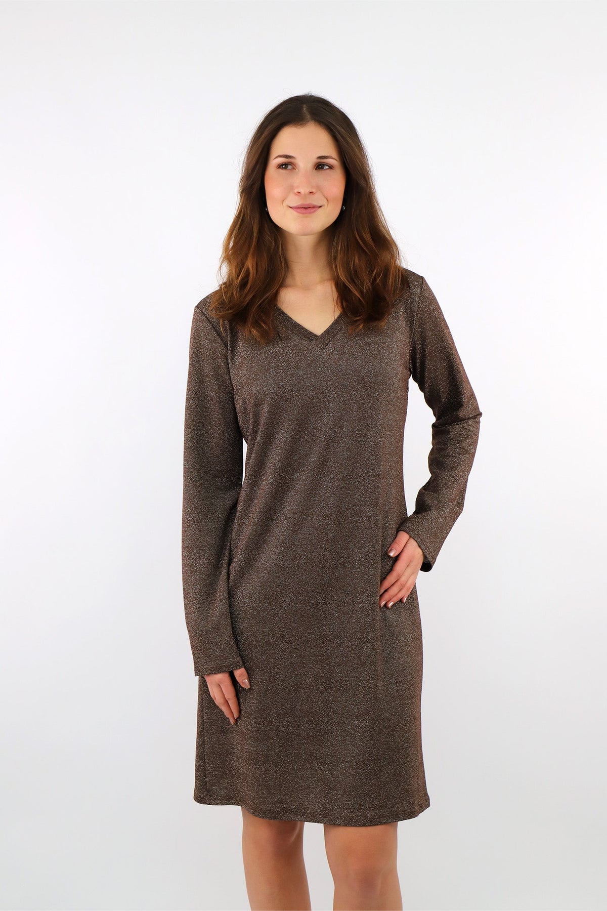 Festliches Lurex Kleid - Braun