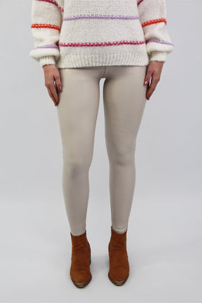 Vegane Leder Leggings - Creme