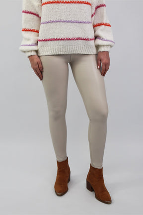 Vegane Leder Leggings - Creme