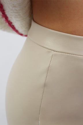 Vegane Leder Leggings - Creme