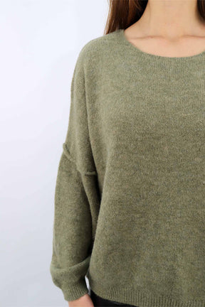 Pullover mit aufgesetzter Naht - Salbei