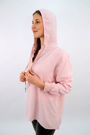 Zwillingsherz Komfort-Bluse mit Kapuze - Rosa