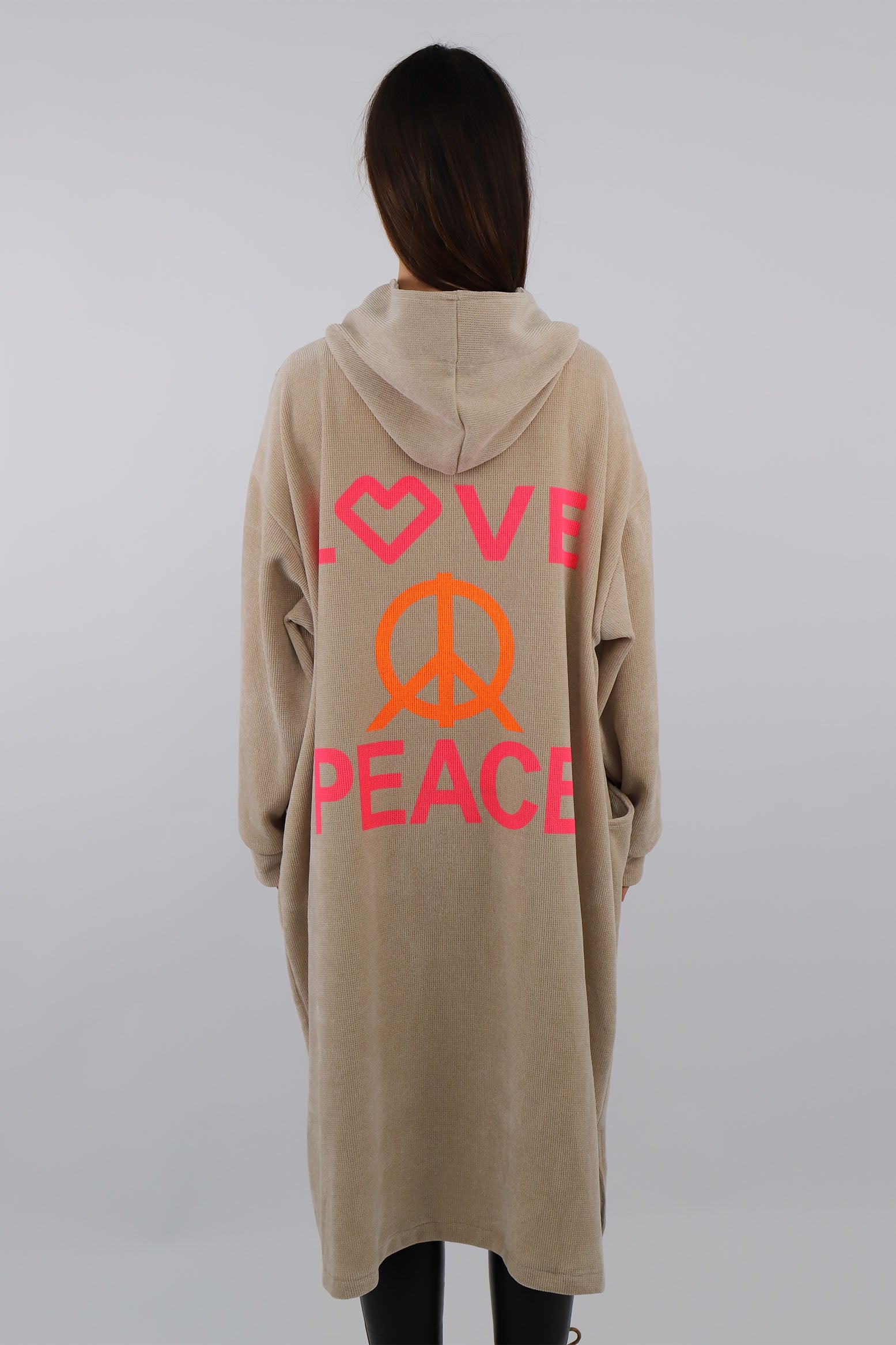 Kord-Mantel "Love & Peace" - Beige