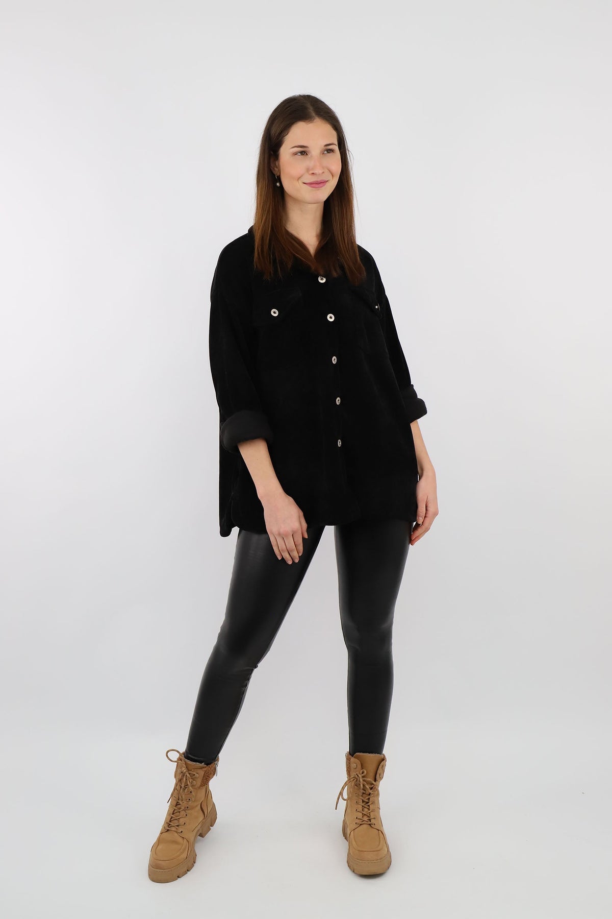 Cordbluse "Pisa" - Schwarz