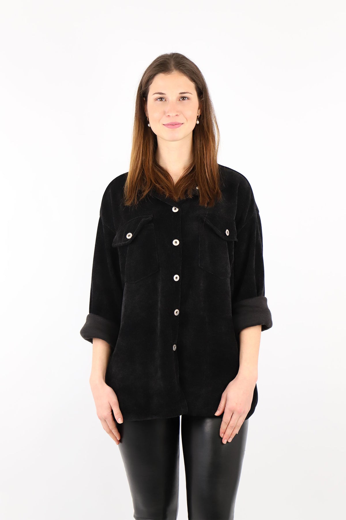 Cordbluse "Pisa" - Schwarz