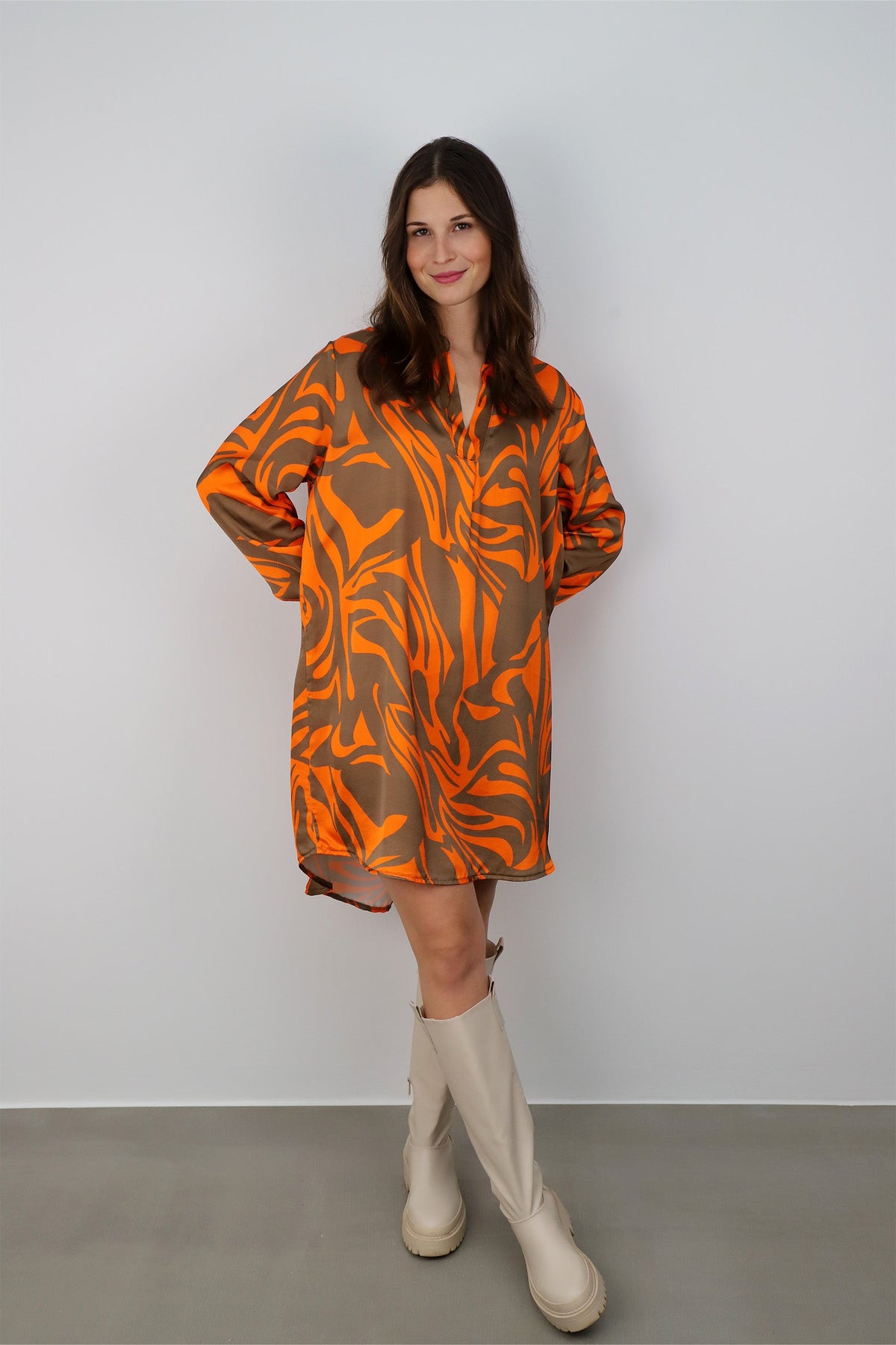 Seidenkleid "Venedig" - Camel