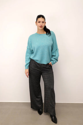 Pullover mit aufgesetzter Naht - Hellblau