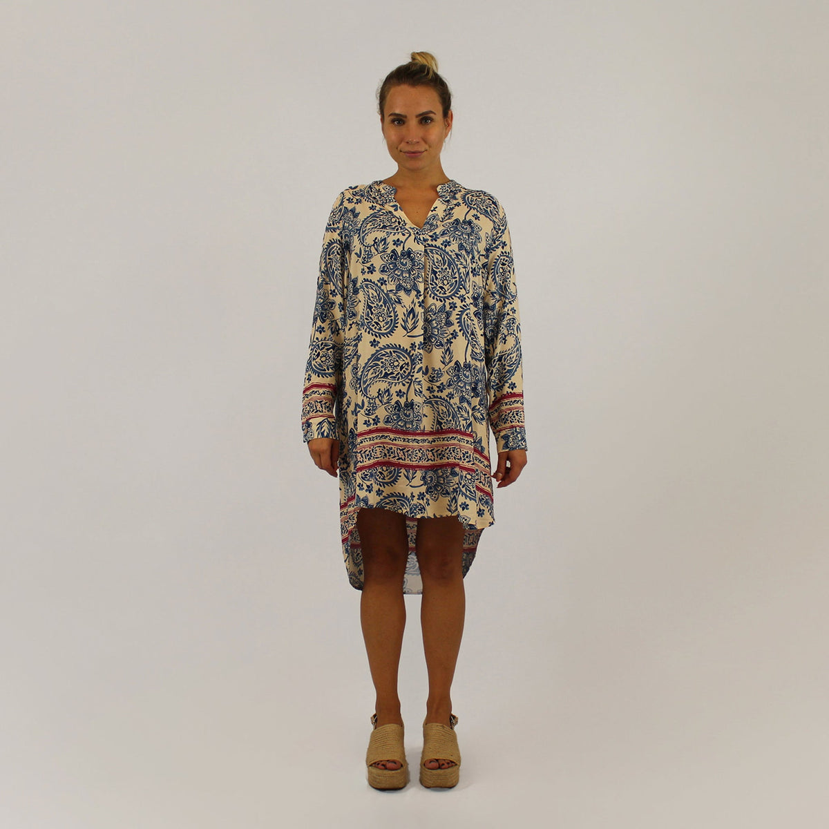 Kleid Paisley-Design - Jeansblau