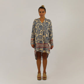 Kleid Paisley-Design - Jeansblau