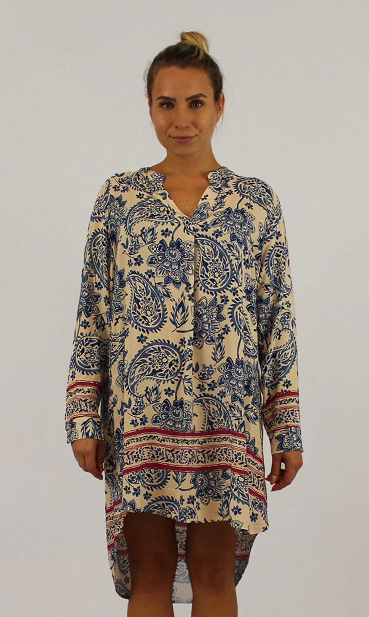 Kleid Paisley-Design - Jeansblau