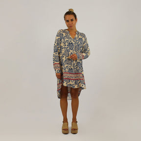 Kleid Paisley-Design - Jeansblau