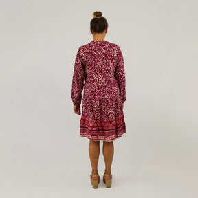 Knopfleisten-Kleid mit Druck - Pink