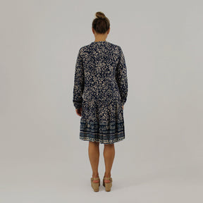 Knopfleisten-Kleid mit Druck - Dunkelblau