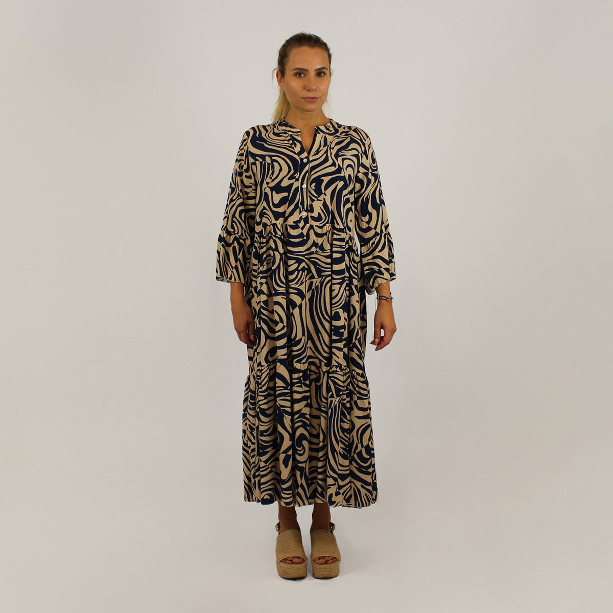 Maxikleid mit Druck - Dunkelblau