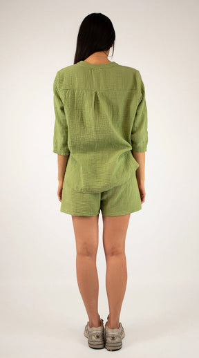 Selected Touch - Natürliche Musselin-Bluse - Salbei