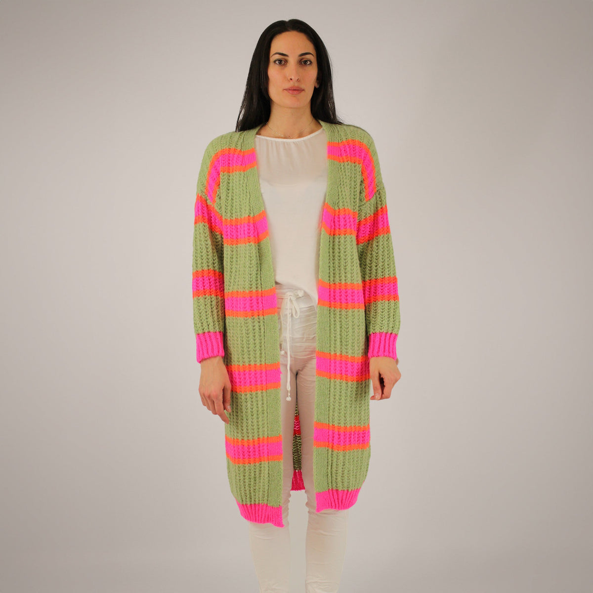 Strickjacke Grün/Pink/Orange