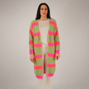 Strickjacke Grün/Pink/Orange