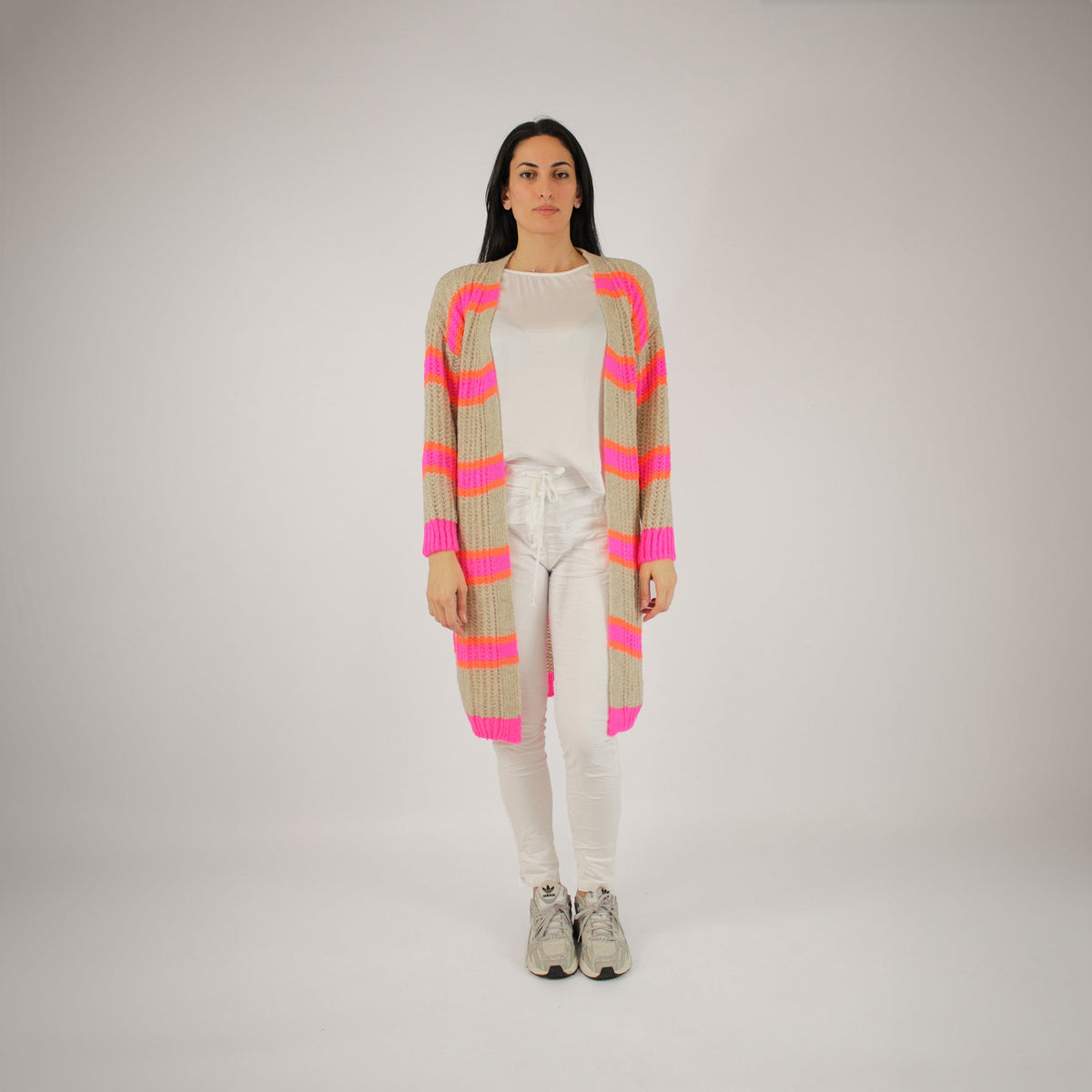 Strickjacke Beige/Pink/Orange