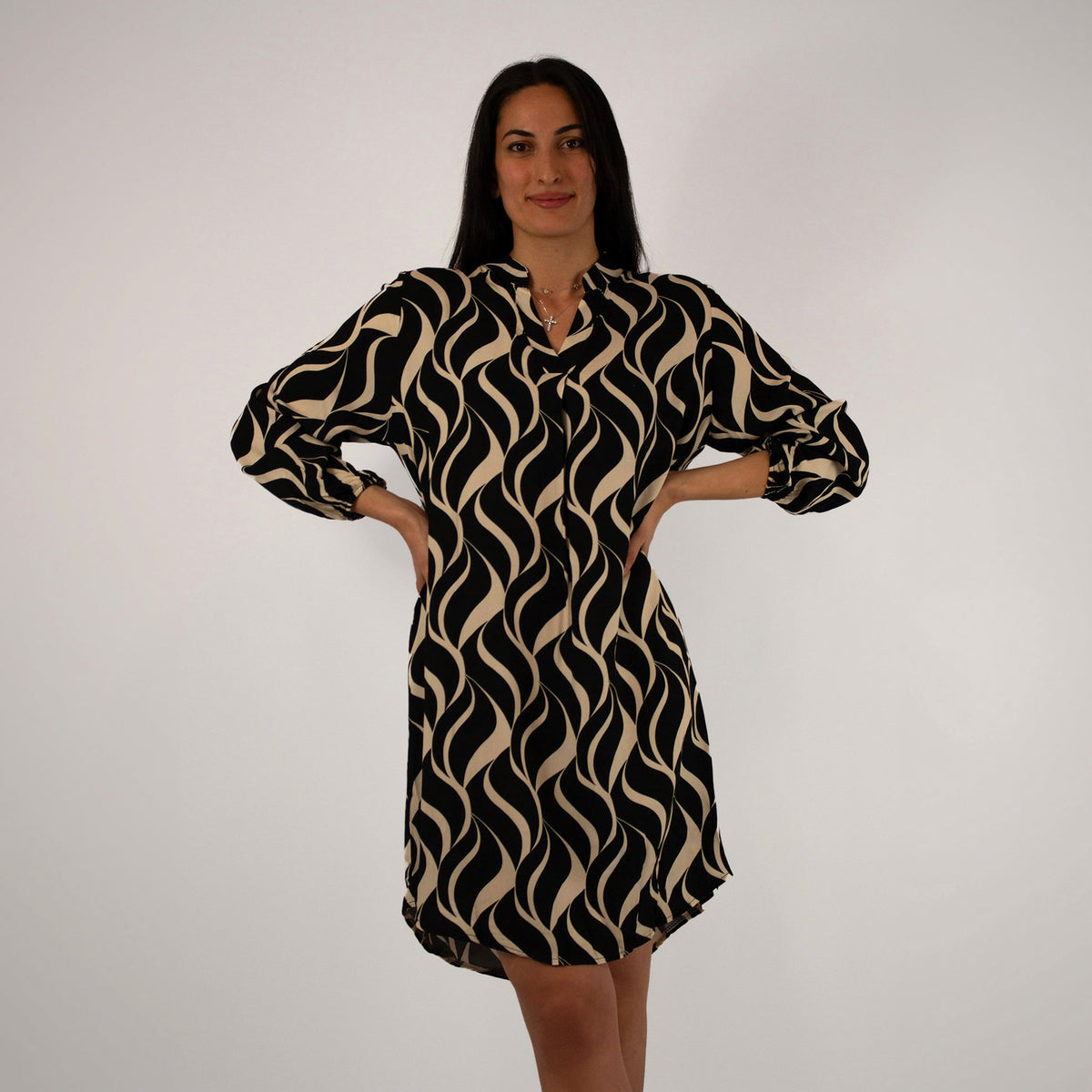 Design Kleid - Schwarz/Weiß