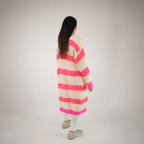 Strickjacke Weiß/Pink/Orange